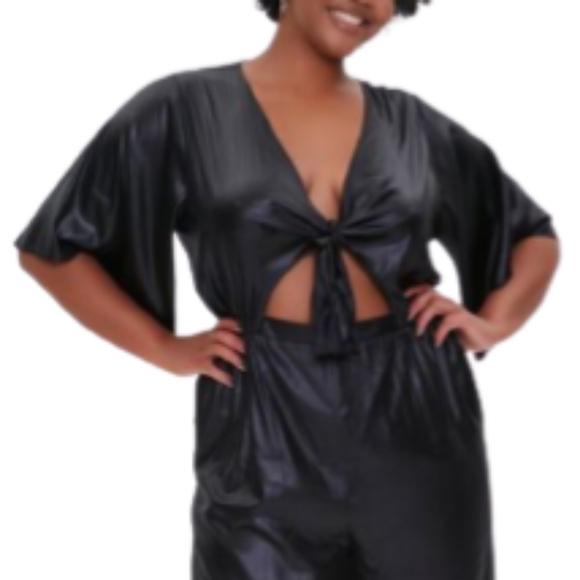 SEXY ☆ FAUX LEATHER/SATIN LOOK ☆ PEEK-A-BOO ☆ JUMPSUIT ☆ NWT - Picture 3 of 9